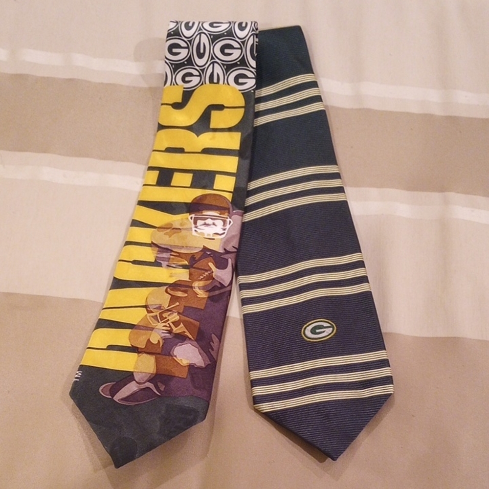 Green Bay Packers Silk Tie Set Green and Gold